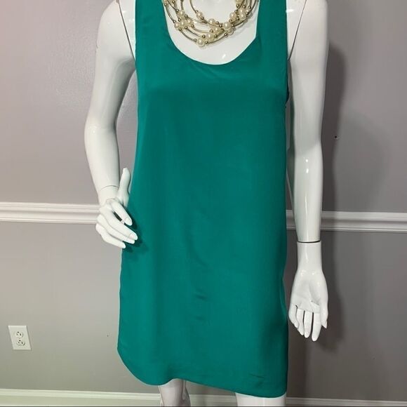 J. Crew Emerald Green silk twist tie back dress-4‎ - Picture 7 of 13